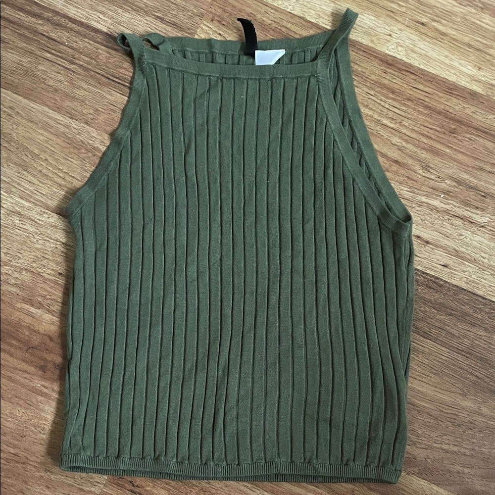 H&M Forest Green Ribbed Tank Top